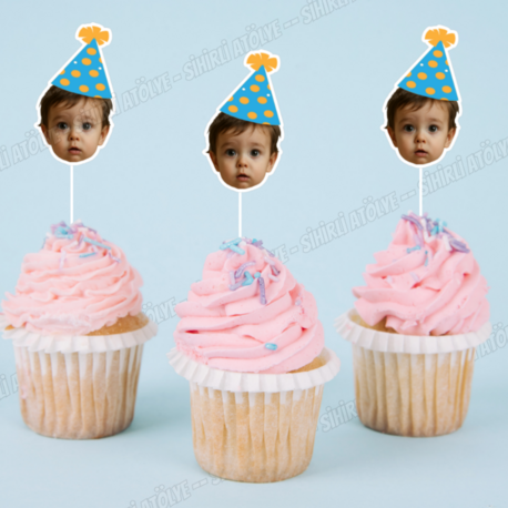 Fotoğraflı Cupcake Süsleri 6'lı