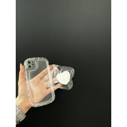Şeffaf  silikon yumuşak kılıf ve kalp aksesuarı (iPhone11)