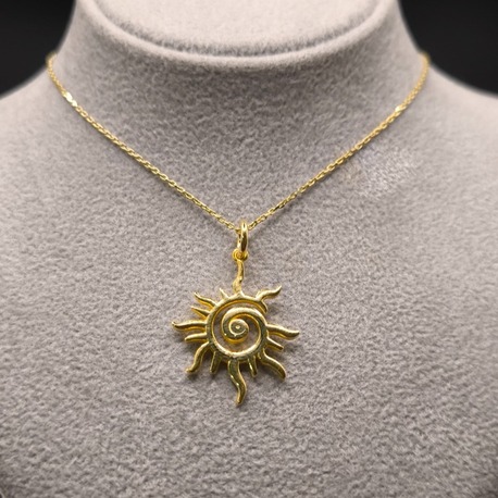 CC Silver 925 Ayar Gümüş Dalgalı Güneş Kolye
