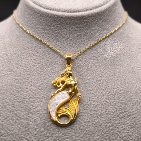 CC Silver 925 Ayar Gümüş Beyaz Zirkon Taşlı Denizkızı Kolye