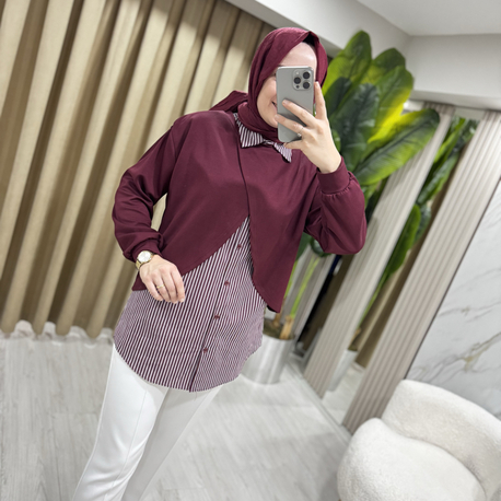 Puane gömlek detaylı Sweatshirt