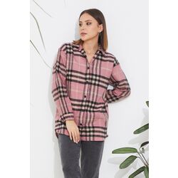 Kalın Çizgili Ekoseli Oversize Oduncu Gömlek