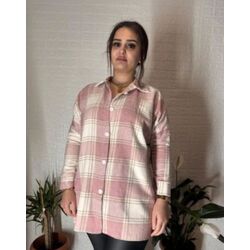Kalın Çizgili Ekoseli Oversize Oduncu Gömlek