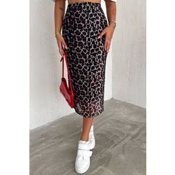 Leopar Desenli Midi Boy Tül Etek