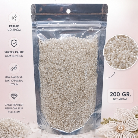 200gr Beyaz Cam Boncuk 2 mm