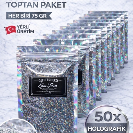 Halogram Gümüş Toz Sim 50 X 75 gr paket 