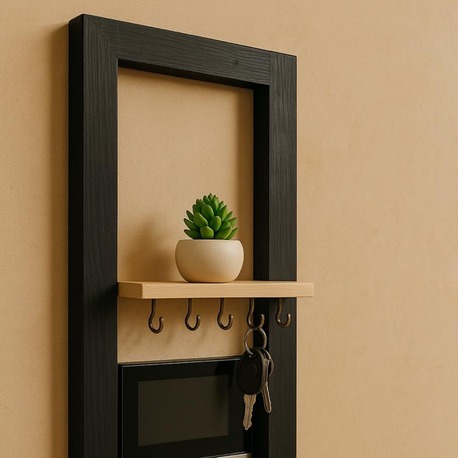 "Look Frame" Dekoratif Anahtarlıklı Ahşap Raf