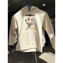 Bej Mickey & Donald Baskılı Çocuk Hoodie Sweatshirt