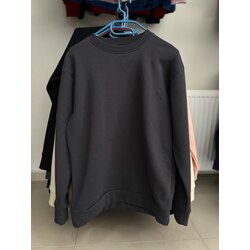 Basic Oversize Bisiklet Yaka Sweatshirt-Antresit
