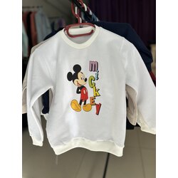 Beyaz Mickey Mouse Baskılı Çocuk Sweatshirt