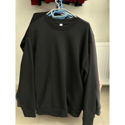 Basic Oversize Bisiklet Yaka Sweatshirt -Siyah