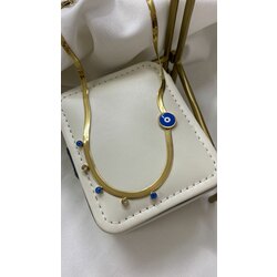 Nazar Figürlü Gold Çelik Kolye