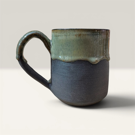 Stoneware Kupa | 500 ml | Antrasit & Moss Yeşil Mat Dokulu