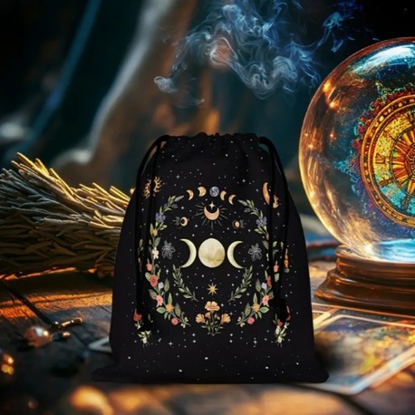 3lü Ay Kadife Tarot Kesesi