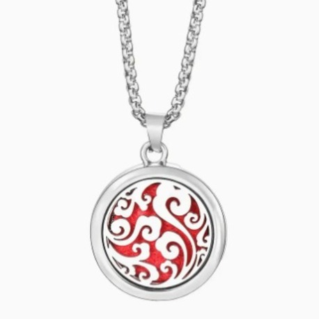 Aromaterapi Kolyesi- Difüzör-Silver- Kırmızı Keçe
