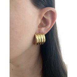 3’lü Görünümlü Küpe Gold Renk