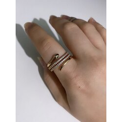 3 Sıralı Minimal Taşlı Yılan Yüzük Bvlgari Model