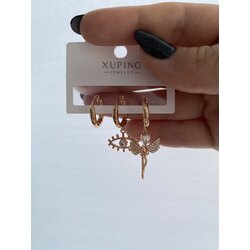3’lü Melek Detay Set Küpe Rose Renk