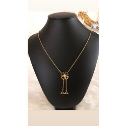 Gold Renk Yonca Şans Kolye 70 Cm
