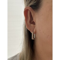 Gümüş Gold Küpe Minimal Taş Detay