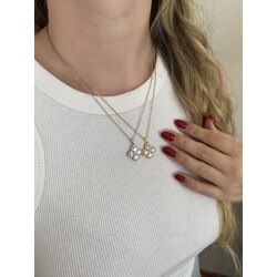 Yonca Taşlı Şans Kolyesi - Gold