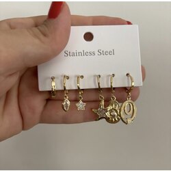 Set Küpe Yıldızlı 