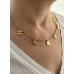 5 Sıralı Yonca Şans Kolye Gold Renk (sarı)