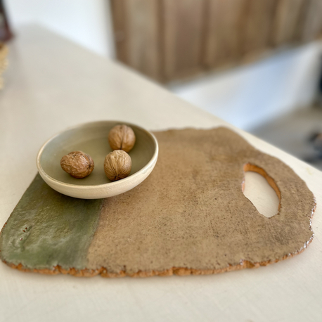 Bej & Yeşil Dokulu Peynir&Sunum Tabağı