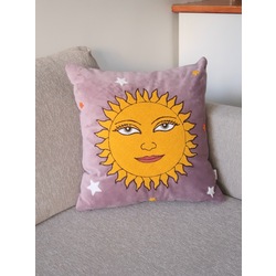 Hello Sunshine Kadife Punch Kırlent Kılıfı - Gülkurusu