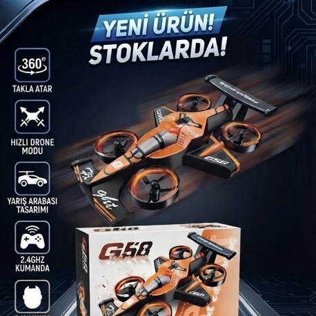 G58 DÖNÜŞÜMLÜ KUMANDALI ARABA VE DRONE 2 Sİ BİR ARADA