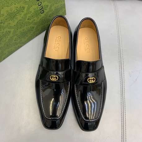 Gucci Adene Gg Leather Loafers - Black 38-47