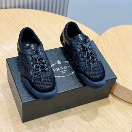 Prada Speedrock Siyah Deri ve File Erkek Spor Ayakkabı 39-45