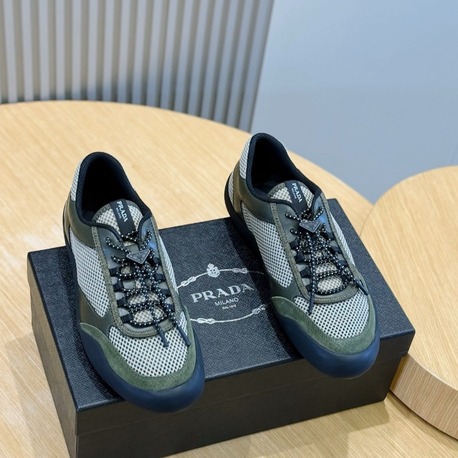 Prada Speedrock Yeşil Deri ve File Erkek Spor Ayakkabı 39-45
