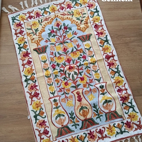Gelincik model tam işli Kaşmir seccade 