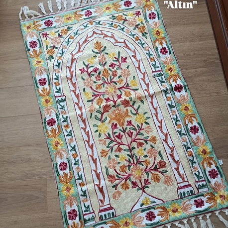 Altın model tam işli Kaşmir seccade 