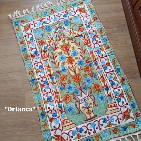 Ortanca model tam işli Kaşmir seccade 