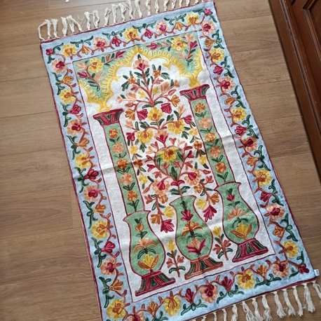 Güneş model tam işli Kaşmir seccade 