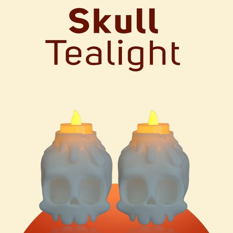 Skull Tealight - With Tealight 2 Piece