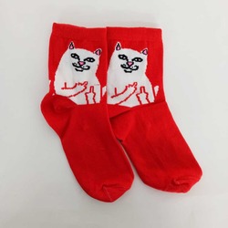 Fu*k Cat Konseptli Kırmızı Çorap