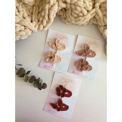 Pembe Tonlar Çiçek ve Kelebek Toka