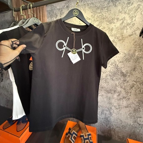HERMES siyah işlemeli tshirt