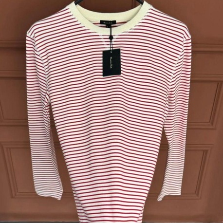 MASSIMO DUTTI Sweatshirt Kırmızı Beyaz Çizgili 