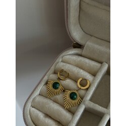 Vintage Yeşil Taş Küpe (çelik)