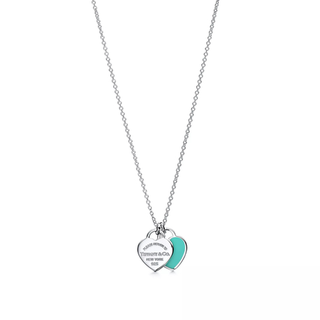 Tiff Double Mini Heart Blue Silver