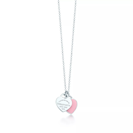Tiff Double Mini Heart Pink Silver