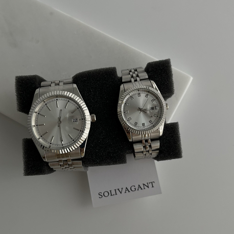 Lusso ~ Silver White Çift saati