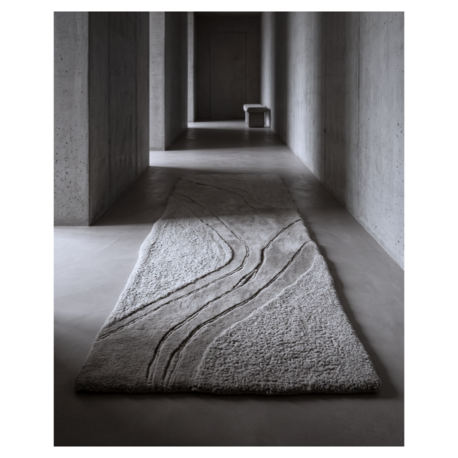 Topografik Monokrom Tufted Yolluk ve Duvar Panosu (198x65 cm)