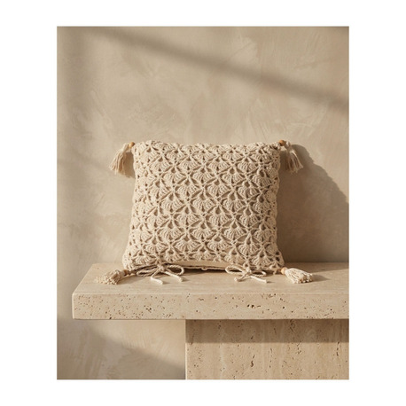 Openwork: Ajur Dokusu | El Örgüsü Kare Yastık (Kılıf)