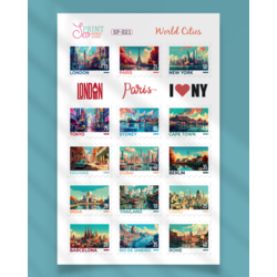 SP021 - Retro Art Cities Sticker  Koleksiyonu