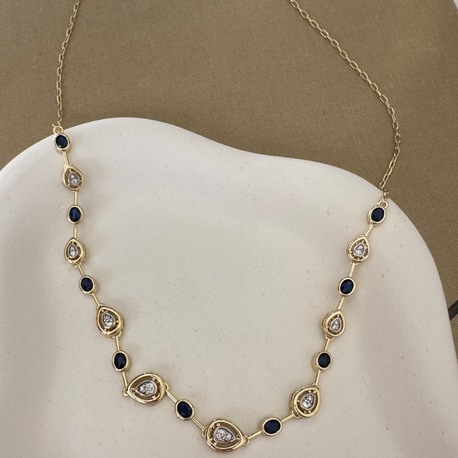 14k Vip Element Lacivert Taşlı Kolye
